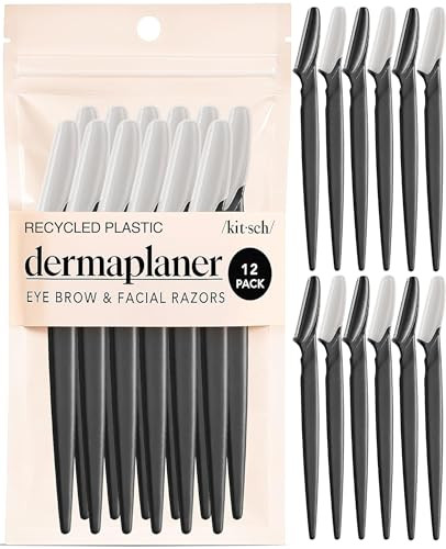 Kitsch Dermaplane Razor for Women Face – Face Razors for Women & Men, Eye Brow Razors & Face Shaver – Exfoliating Facial Razor & Dermaplaner as Skin Care Tool for Smoother Skin - Black, 12 pcs | Amazon (US)
