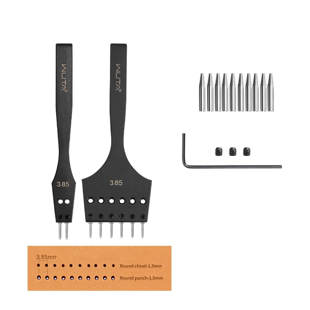 WUTA Removable Head Hole Punch Leather Chisel Stitching Professional Working Hand Tool Round Hole... | Amazon (US)