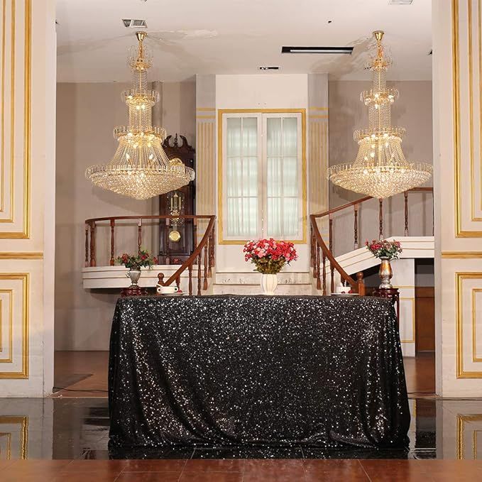 Juya Delight 60" x 120" Black Sequin Tablecloth Rectangle for Wedding Birthday Party Festival Cer... | Amazon (US)