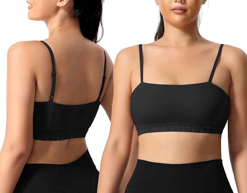 YEOREO Katie Bandeau Sports Bras Women Fitness Workout Crop Tank Top Yoga Gym Bra | Amazon (US)