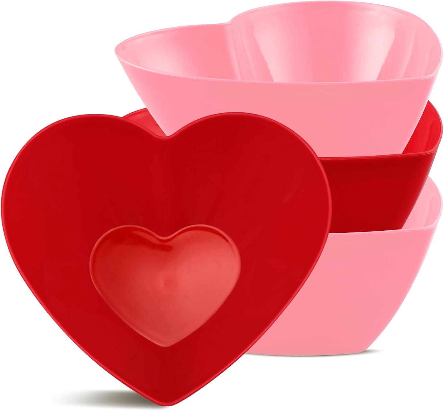 Tioncy 4 Pcs Valentine's Day Heart Shaped Deep Bowl 8.3 Inches Red Pink Heart Plastic Bowl 15 oz ... | Amazon (US)