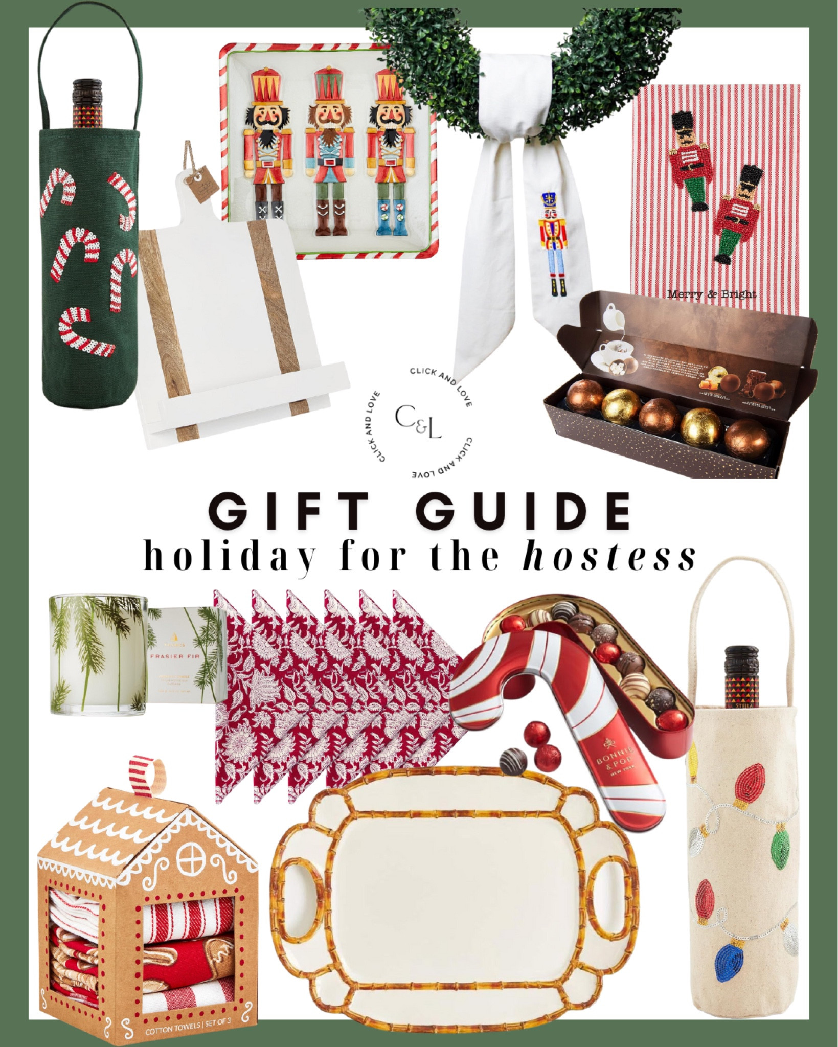 Holiday Gift guide for the hostess ✨ pretty holiday specific finds for the hostess in your life. All from Amazon!

candle, wine bag, wine holder, dish towel, monogram wreath sash; personalized gifts, nutcracker tray, serving platter, tea towel, kitchen towel, hot chocolate bombs, cookbook holder, Frasier fir pine needle candle, home finds, printed napkins, Christmas napkins, tablescape, holiday candy, bamboo platter, home decor, kitchen, serving, dinner party, holiday party, Christmas party, host, hostess, hostess gift, Christmas, Christmas gift, gift guide, holiday gift, gift, gifts for her, beauty obsessed, Amazon must haves, Amazon finds, amazon favorites, Amazon gift, gifts under $30, gifts under $50, gift under $100 #amazon #amazonhome

#LTKHoliday #LTKStyleTip #LTKGiftGuide
