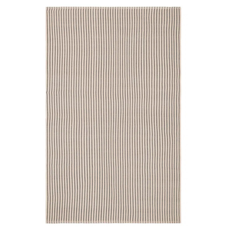 Pinstripe Grey/Ivory Handwoven Indoor/Outdoor Rug | Wayfair North America