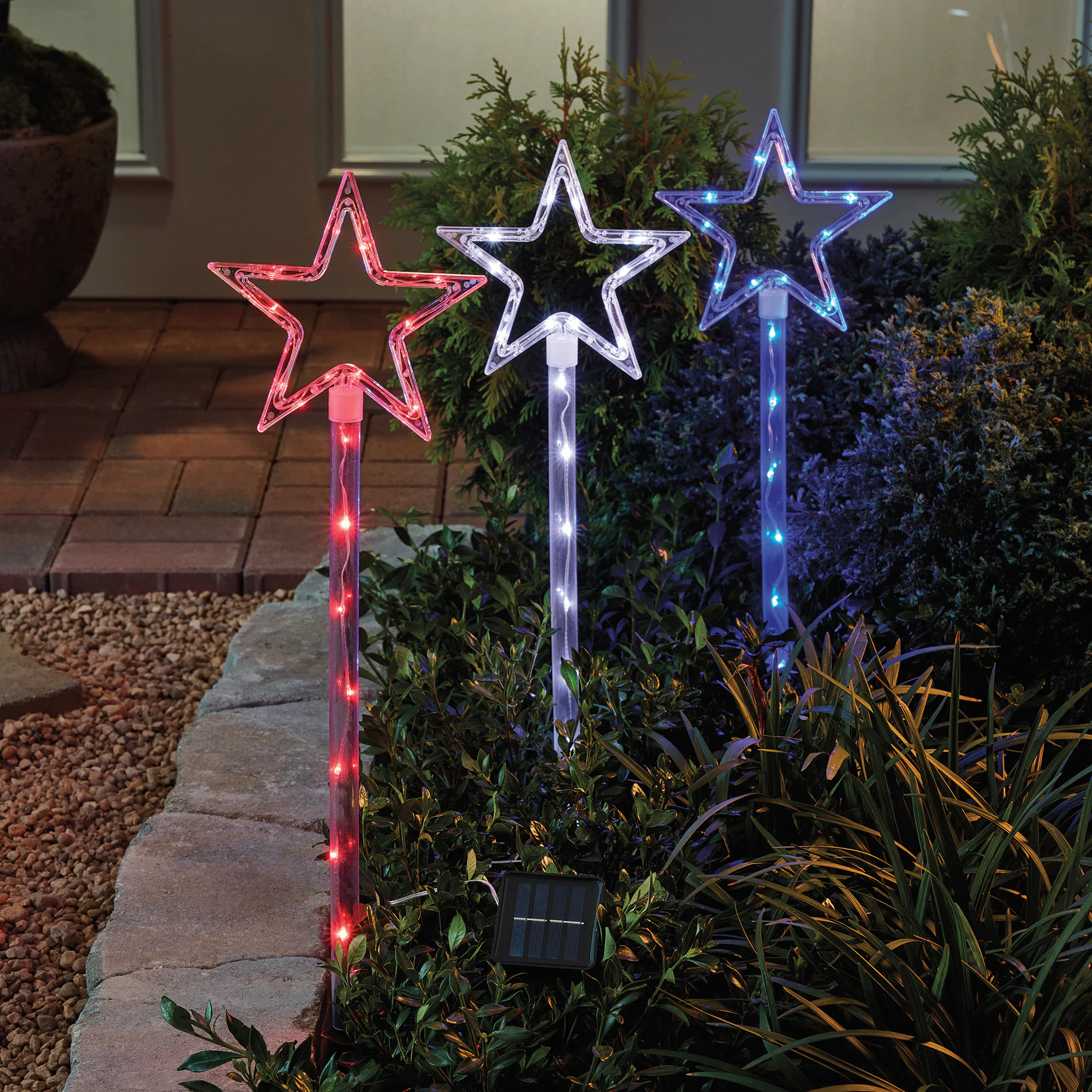 Holiday Living 3-Piece Outdoor Patriotic Solar Powered Star Pathway Lights | Lowe's
