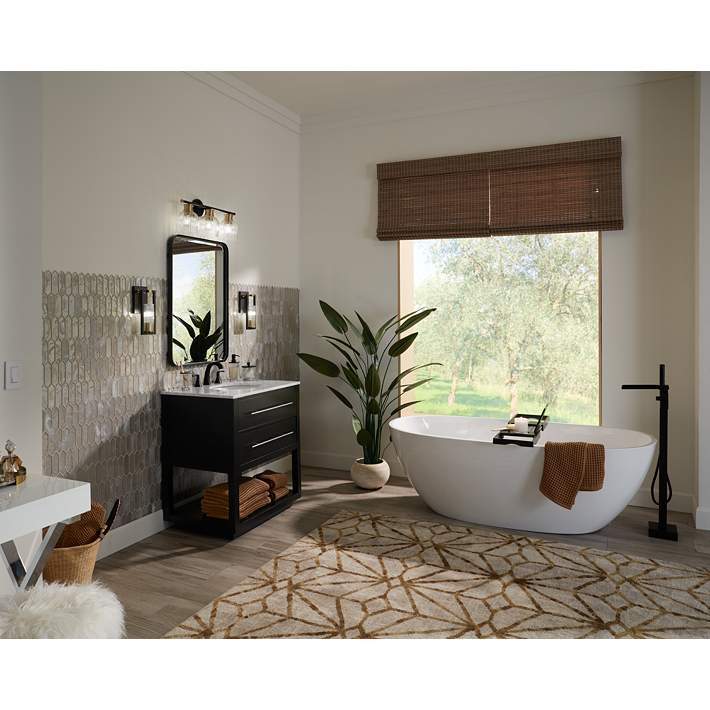 Stiffel Ramos 11 1/2" High Black and Brass Modern Wall Sconce - #193J0 | Lamps Plus | Lamps Plus