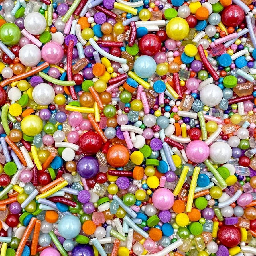 Rainbow Sprinkles for Cake Decorating, 4.6Oz Pastel Jimmies and Pearls Sprinkles Mix for Donut Co... | Amazon (US)