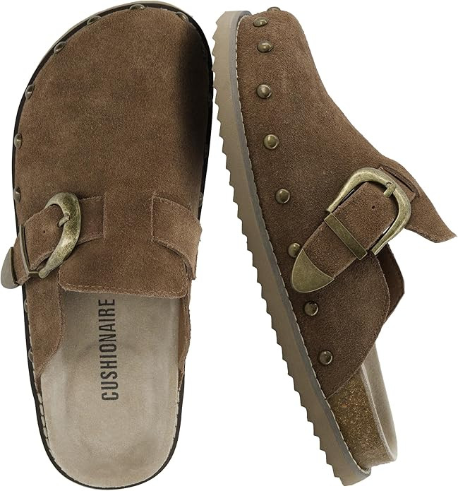 CUSHIONAIRE Bronco Slip On Mule Womens Shoes – Genuine Suede Leather Clogs with Adjustable Buck... | Amazon (US)