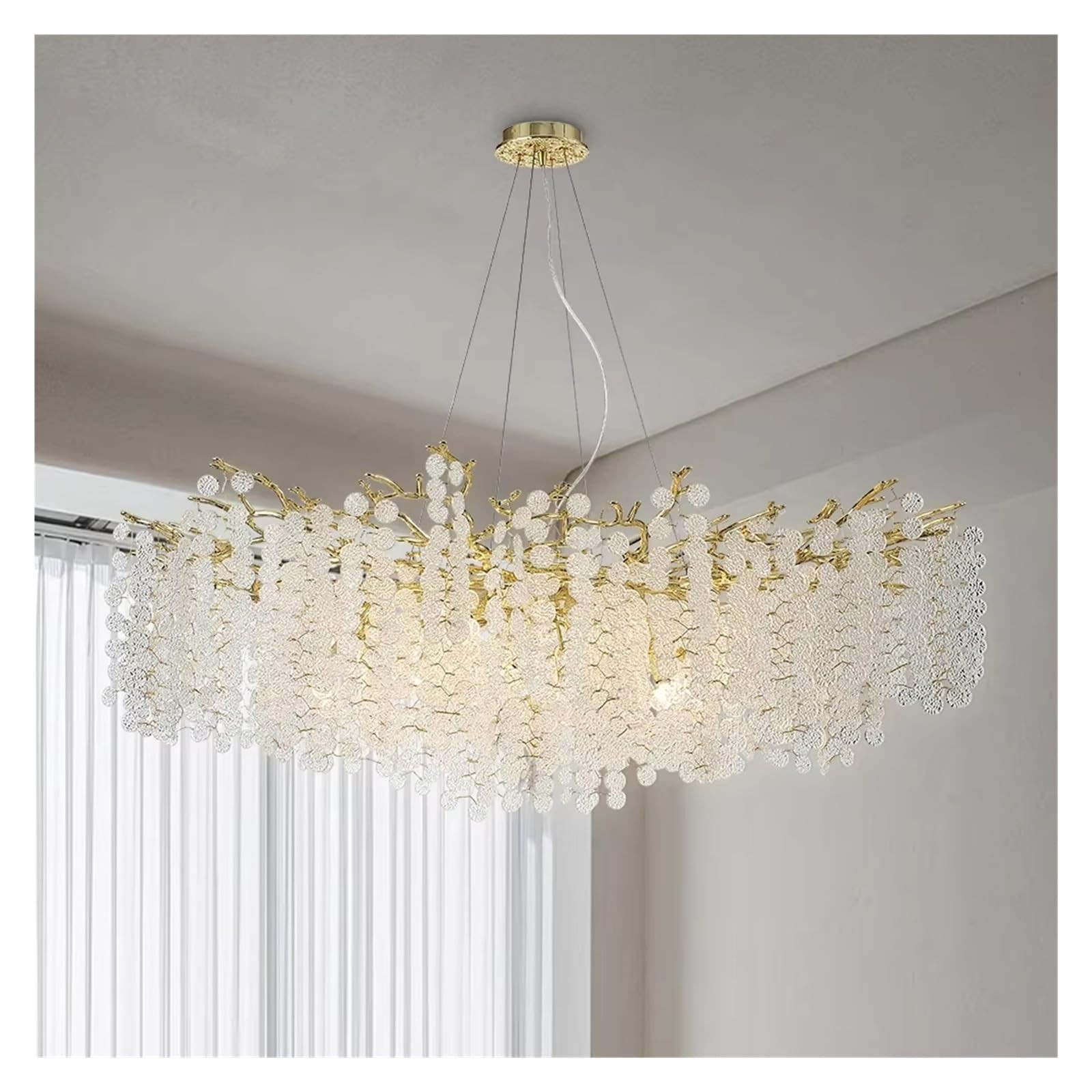 Modern Crystal Chandeliers Lucky Gold Money Tree Pendant Light Dining Room Bedroom Living Room Ho... | Amazon (US)