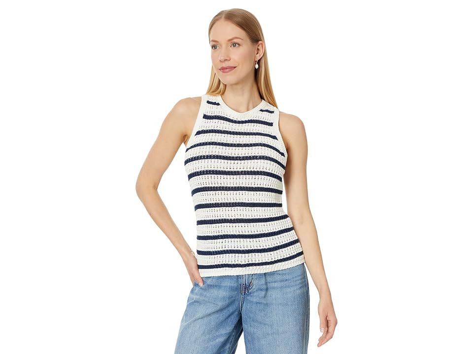 Madewell Crochet-Knit Crewneck Sweater Tank in Stripe (Bright Ivory Stripe) Women's Sweater | Zappos