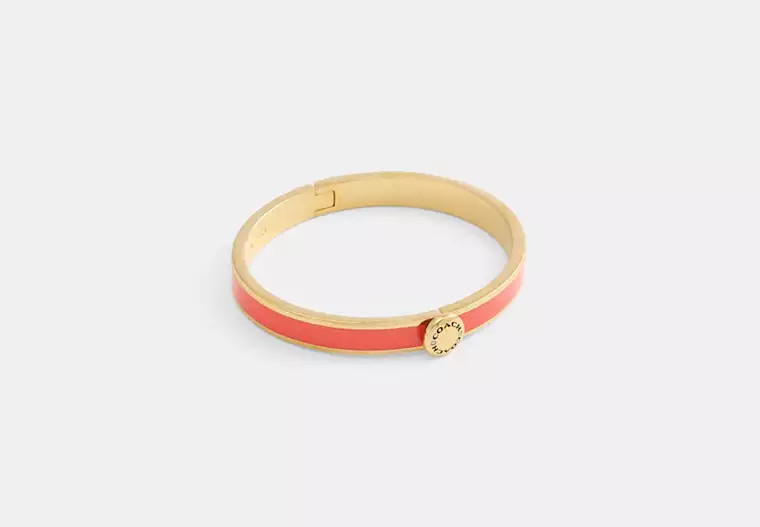 Coach Outlet Coach Rivet Enamel Hinged Bangle - Red | Coach Outlet US