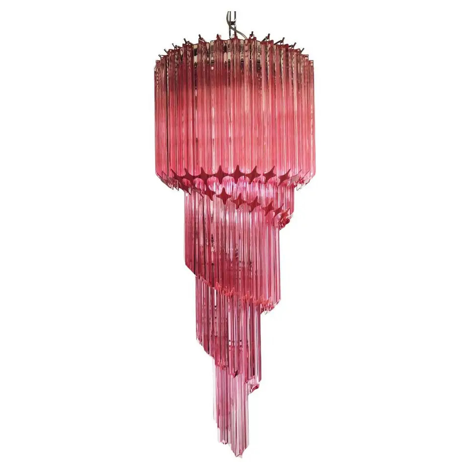Murano Chandeliers Crystal Pink Prism, Murano | 1stDibs