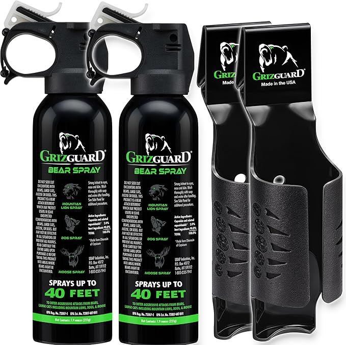 Bear Spray W/Holster 40 ft Range, Maximum Strength, EPA-Registered Spray for Bears, Mountain Lion... | Amazon (US)