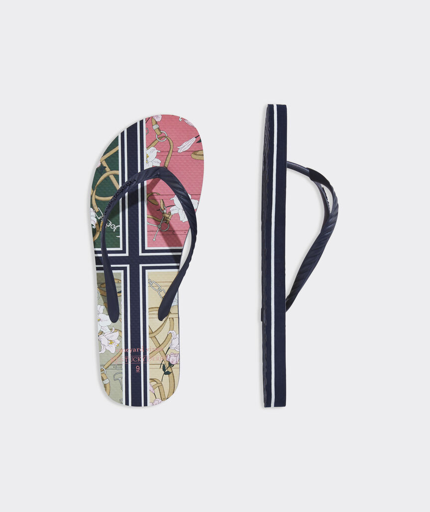 Kentucky Derby Scarf Print Flip Flops | vineyard vines