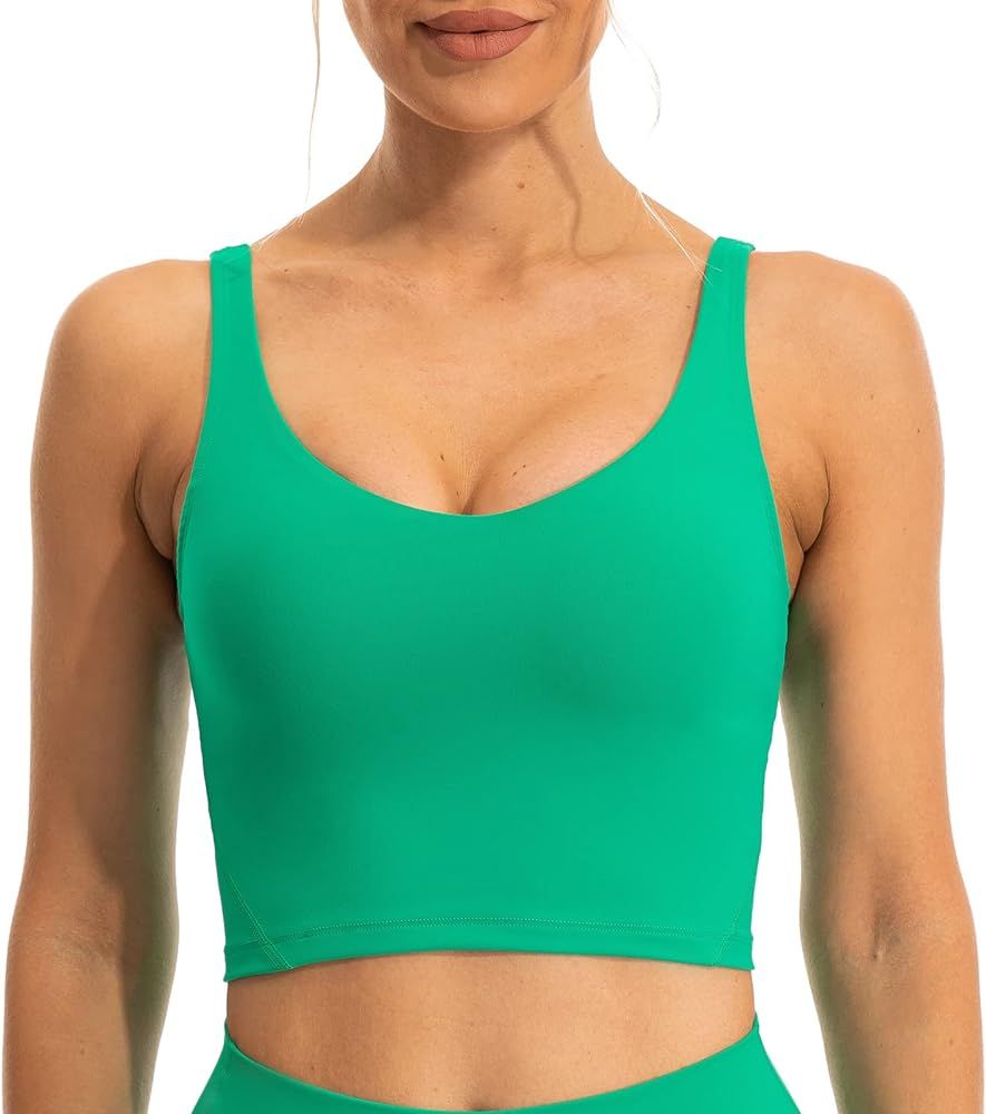 Lavento Women's Longline Sports Bra Padded Yoga Crop Tank Top with Built in Bra | Amazon (US)