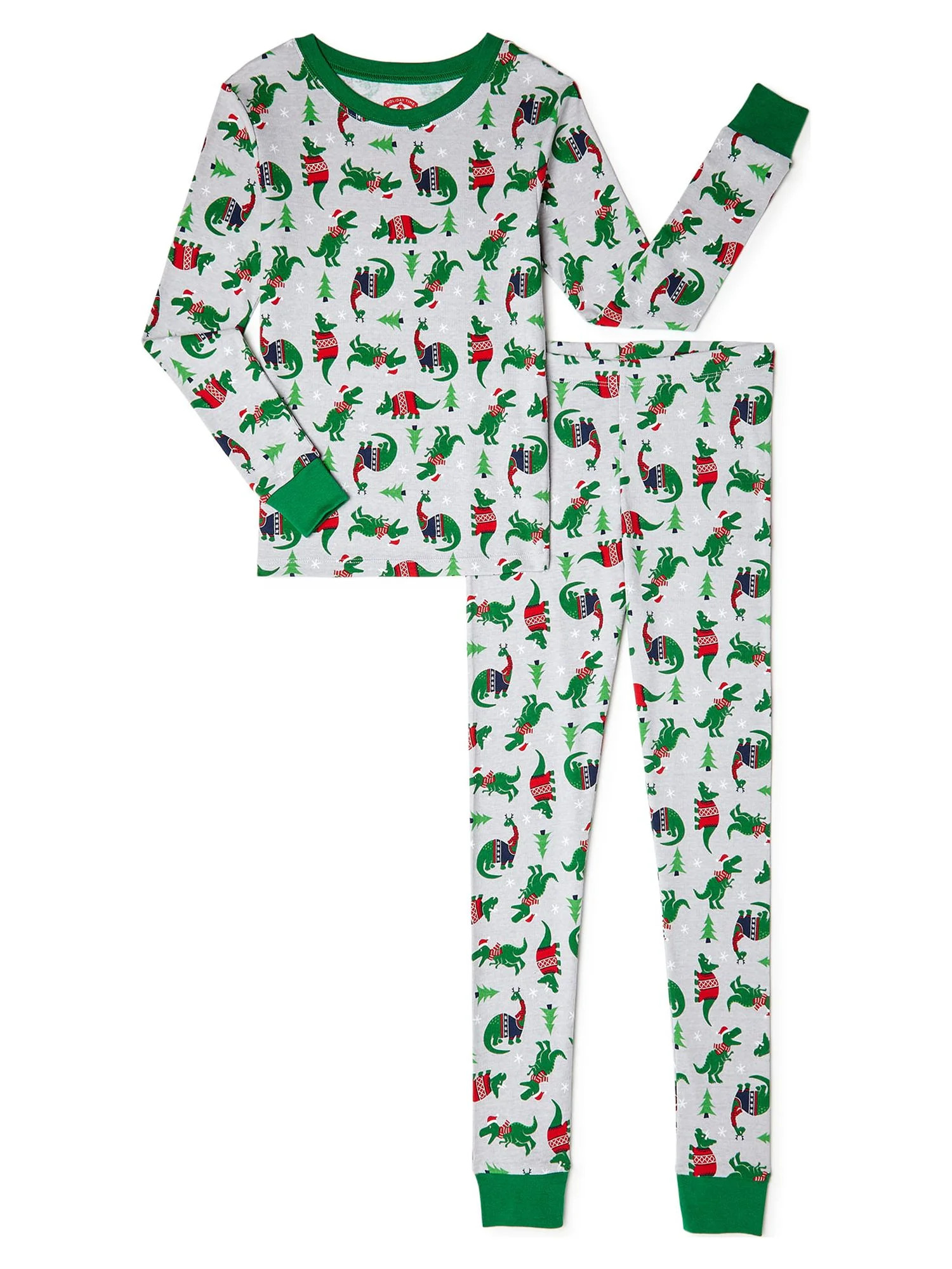 Holiday Time Boys Christmas Cotton Tight Fit Long Sleeve Shirt and Pants Pajama Set, 2-Piece, Siz... | Walmart (US)