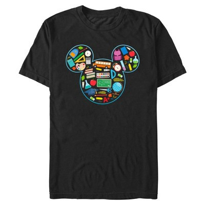 Mens Mickey & Friends Teacher Supplies Logo T Shirt - Black - Small | Target
