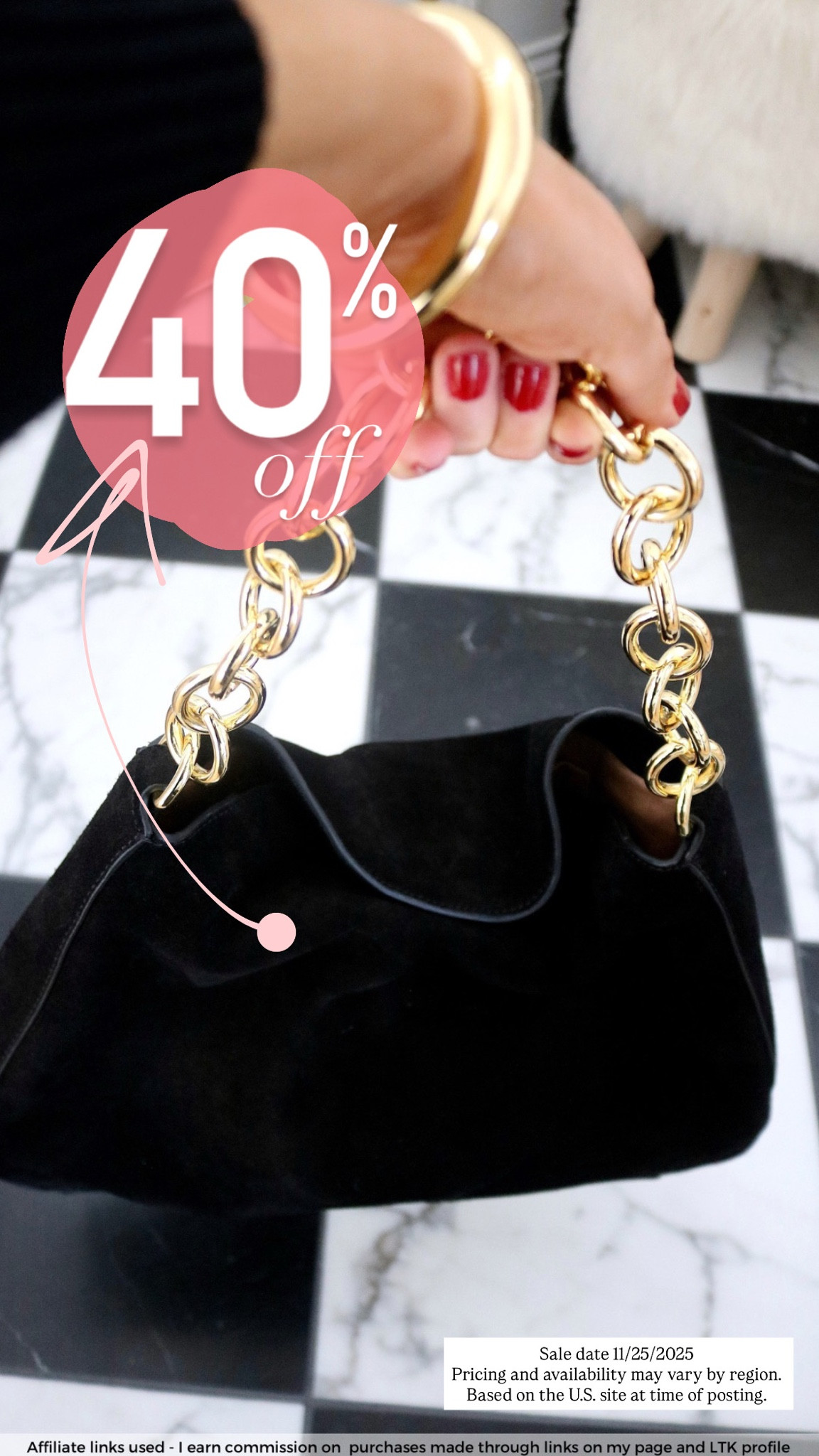 Black suede bag on MAJOR sale today! 🥳🎉🎊 Sale date 11/25/2025
Pricing and availability may vary by region. 
Based on the U.S. site at time of posting.

#LTKCyberWeek