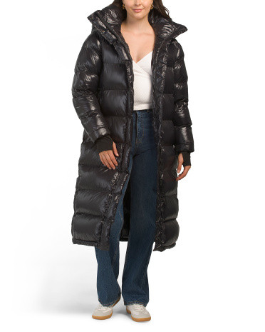 Maxi Length Glossy Puffer Coat | TJ Maxx