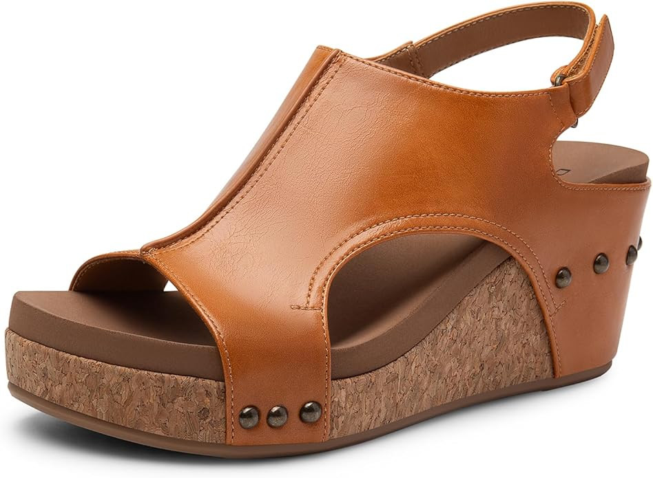 DREAM PAIRS Women's Platform Wedge Sandals, Comfortable Peep-Toe Cork Casual & Dressy Summer Ligh... | Amazon (US)