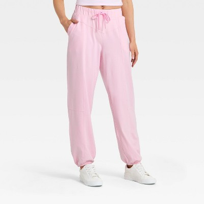 Women's Washed Jersey Jogger Pants - JoyLab™ Light Pink L | Target