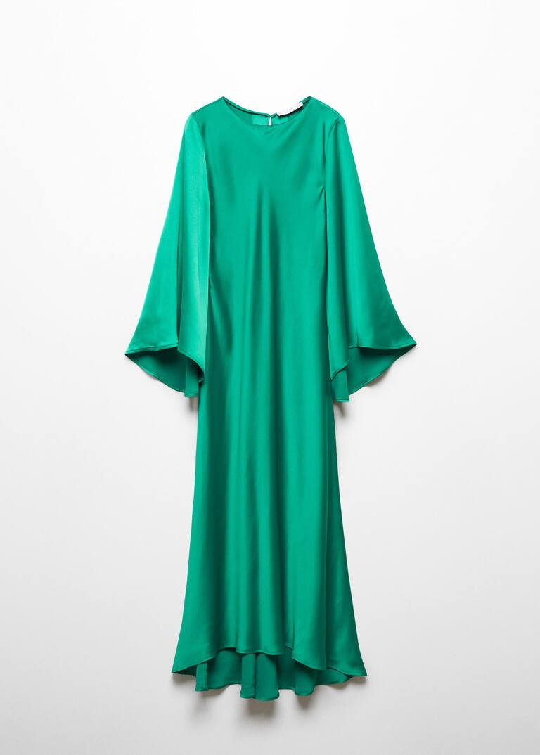 Flared-sleeve satin dress -  Women | Mango United Kingdom | MANGO (UK)