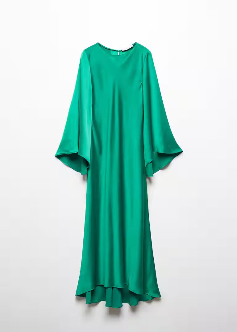 Flared-sleeve satin dress -  Women | Mango United Kingdom | MANGO (UK)