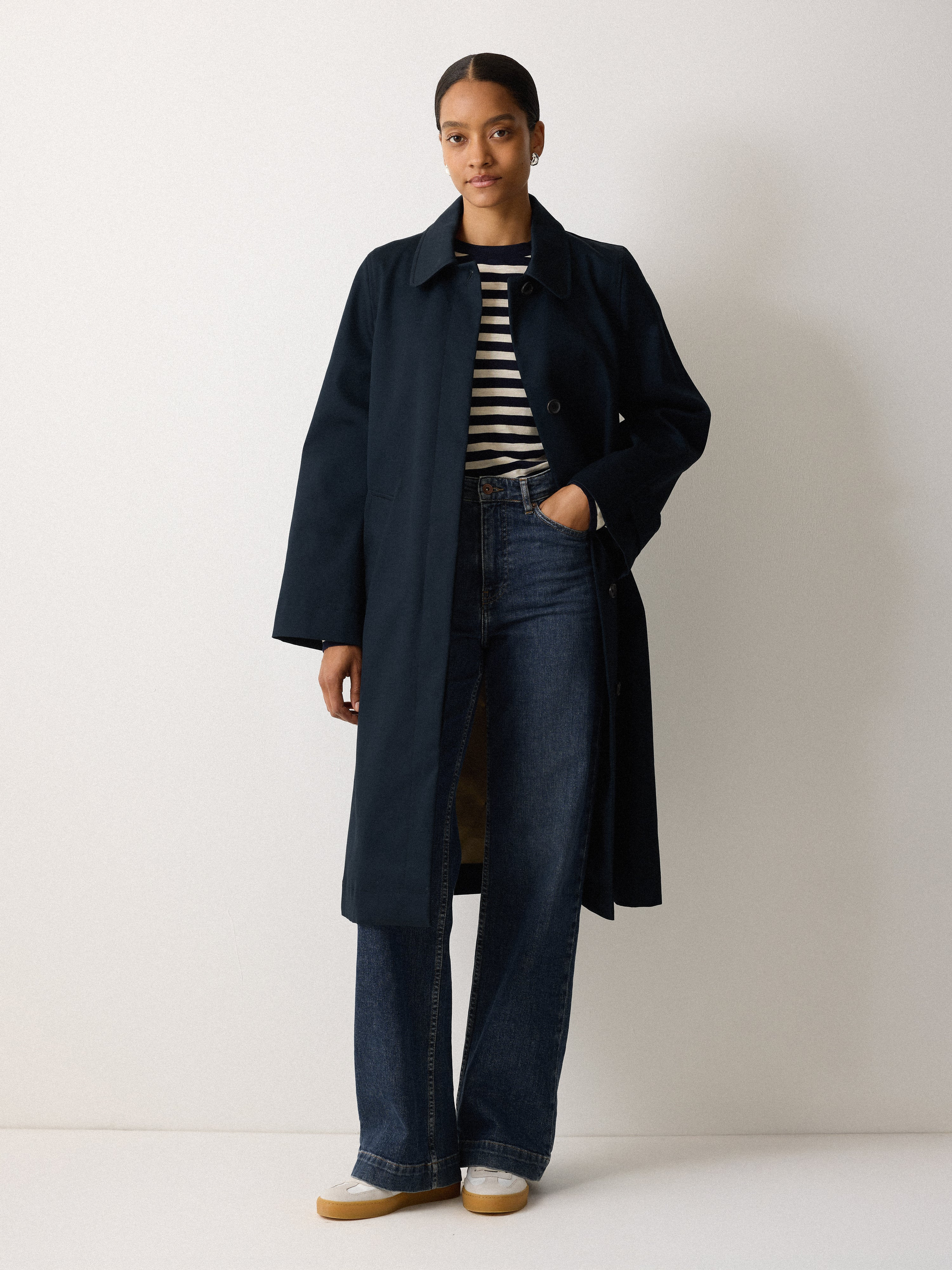 British Millerain Cotton Rain Mac | Navy | Jigsaw (UK)