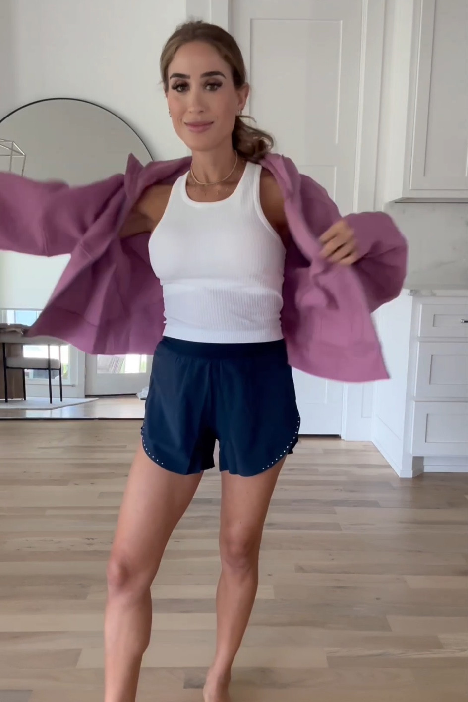 Zip jacket size Xs, white tank size 4, shorts size 2

#LTKfindsunder50 #LTKfindsunder100 #LTKfitness