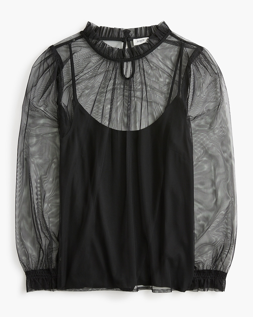 Tulle ruffleneck top | J.Crew Factory