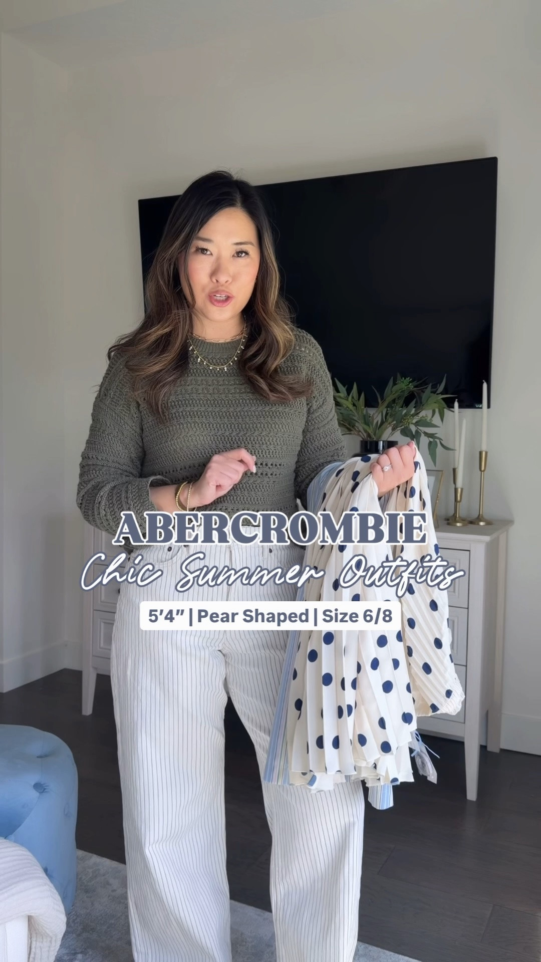 Abercrombie Summer Sale!! Get 20-40% off everything and an extra 15% off w code AFSUMMER!!

Green Sweater: Small (wish I got Medium)
Striped Denim: 28R
Striped Dress: Small
Strapless Bra Free Top: Small
Polka Dot Skirt: Small