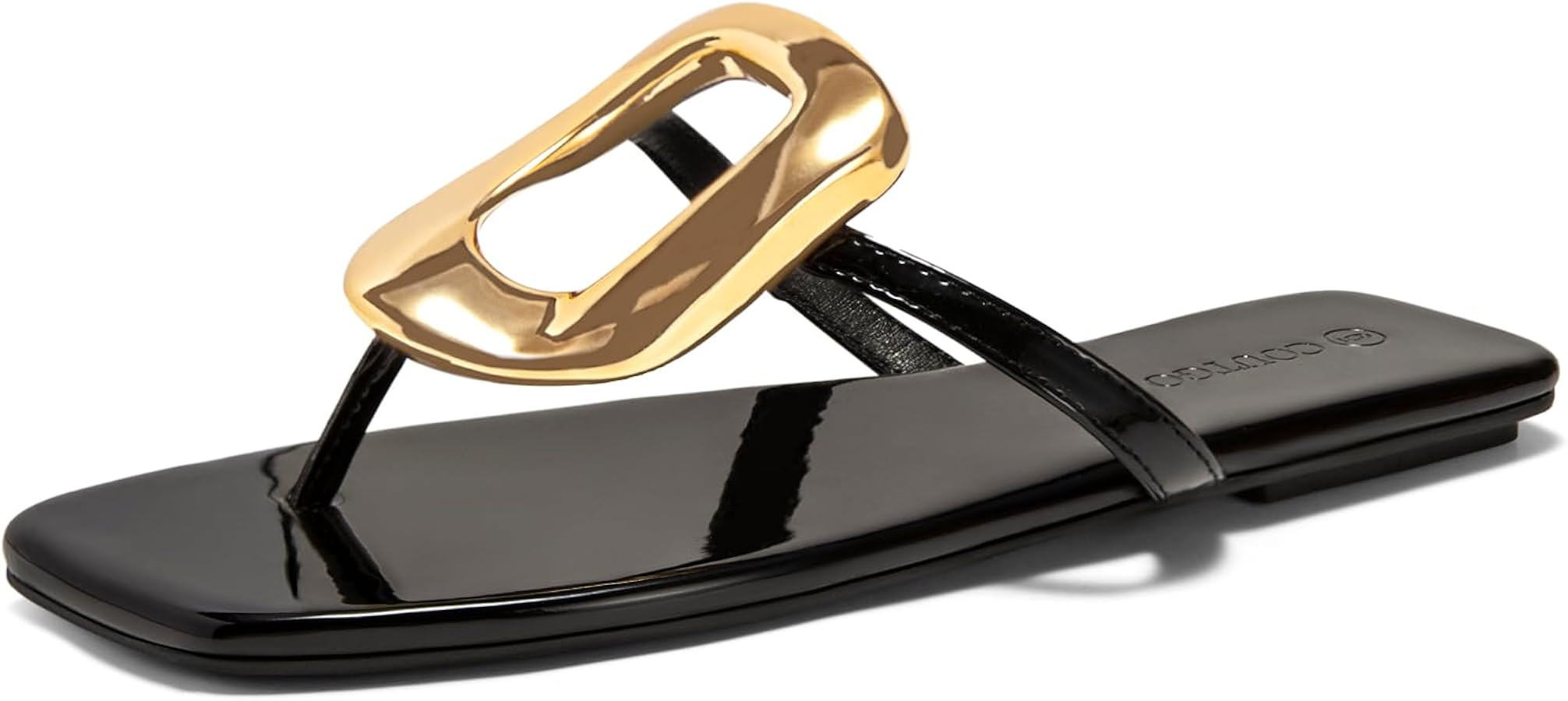 Coutgo Womens Flat Sandals Comfortable Flip Flops Slide Sandals Summer Beach Shoes with Metal Dec... | Amazon (US)