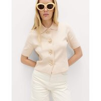 M&S Button Detail Slim Fit Cardigan Vanilla | Marks & Spencer (UK)
