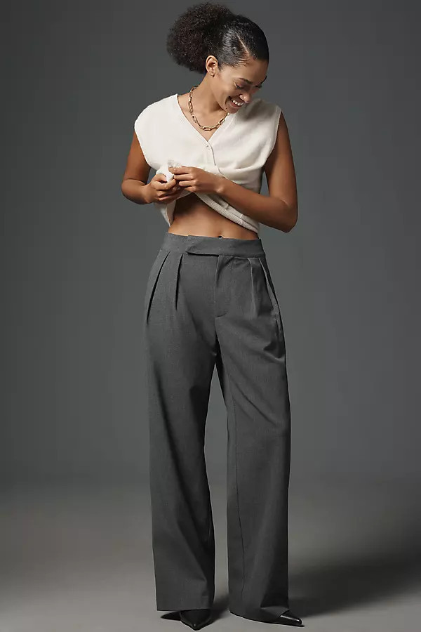 Pleated High-Rise Trousers Pants | Anthropologie (US)