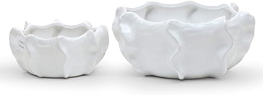 WGV Ceramic Bowl Vase, 7.5"x3.5"H, 10.25"x4.75"H, Corral Pot, White Large Mantel Planter Centerpi... | Amazon (US)