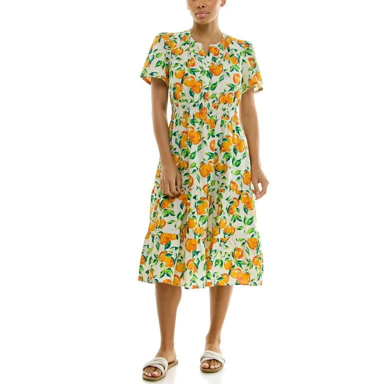 Split Neck Tiered Maxi Dress | Walmart (US)