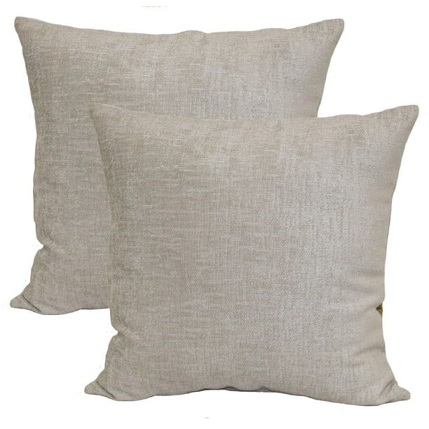 Mainstays Chenille Decorative Square Throw Pillow, 18" x 18", Gray Pumice, 2 Pack - Walmart.com | Walmart (US)
