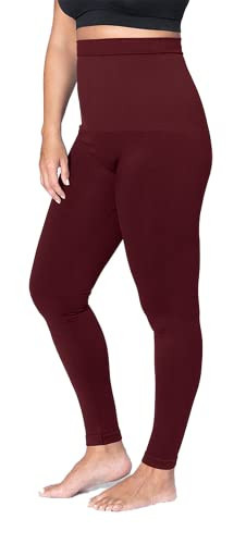 SHAPERMINT High Waisted Tummy Control Compression Leggings for Women - Petite to Plus Size Womens Leggings Non See Through Burgundy | Amazon (US)