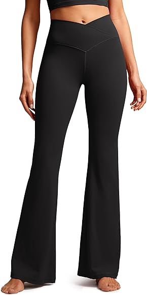 CRZ YOGA Butterluxe Crossover Flare Leggings for Women 31" - High Waist V Cross Bootcut Bell Bott... | Amazon (US)