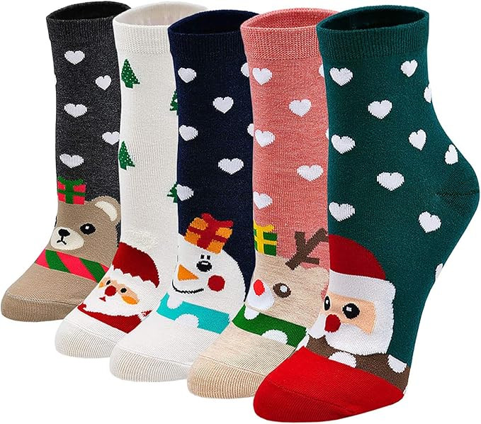 LOFIR Chaussettes de Noël Femmes Fantaisie Chaussettes Bonhomme de Neige, Socquettes Motif à An... | Amazon (FR)