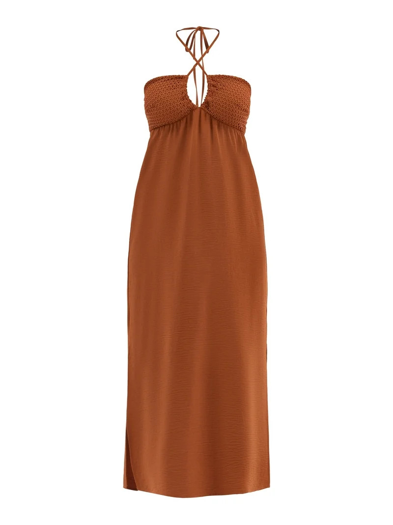 No Boundaries Halter Maxi Dress, Women's | Walmart (US)