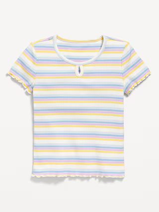 Short-Sleeve Lettuce-Edge Keyhole Top for Girls | Old Navy (US)