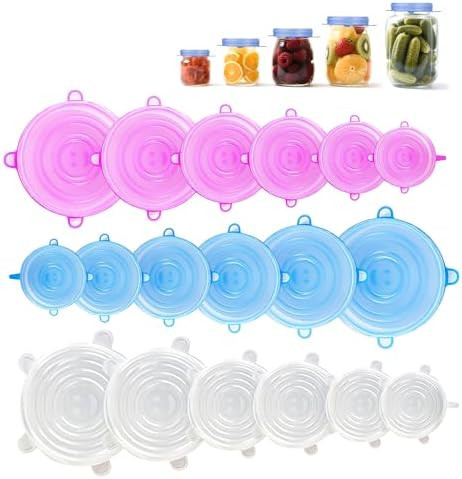 GRIDAF Silicone Stretch Lids, 6 Pack Silicone Lids, 6 Sizes Silicone Bowl Covers Reusable for Cup... | Amazon (US)