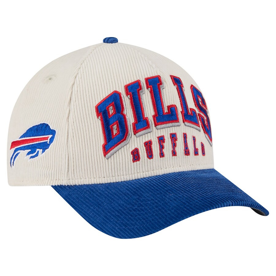 Men's Buffalo Bills  New Era Cream/Royal  Two-Tone Sided Corduroy 9FORTY A-Frame Adjustable Hat | NFL Shop