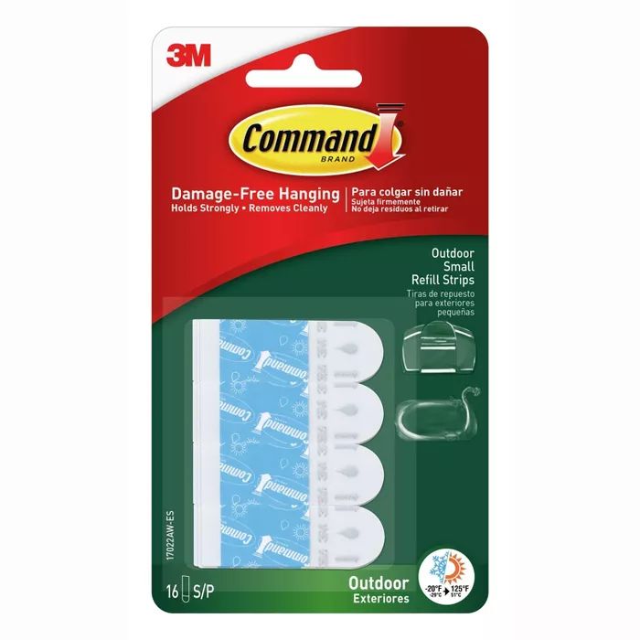 Command 16 Strips Small Sized Outdoor Foam Strip Refills Decorative Hooks White | Target