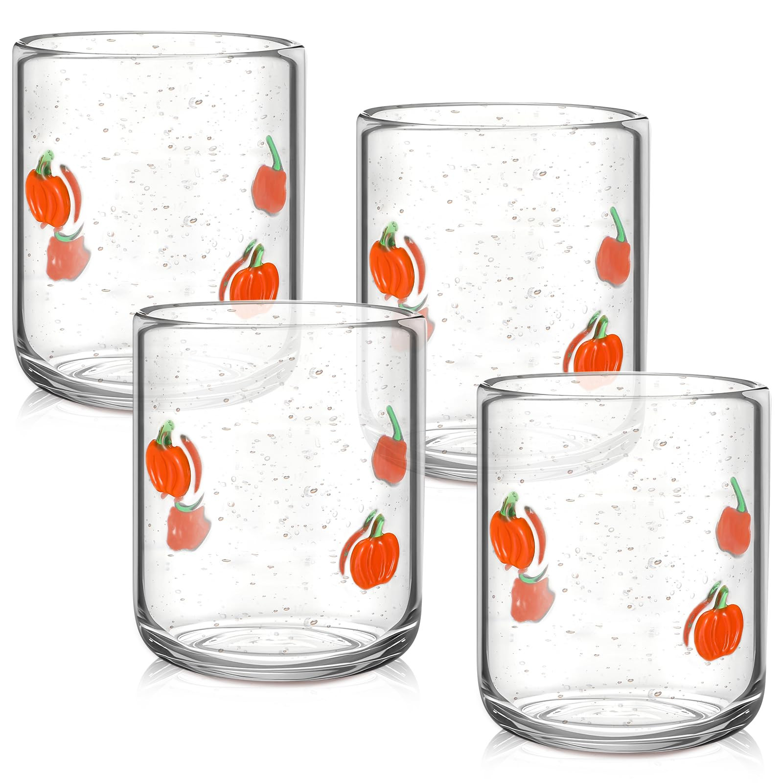 4 PCS Pumpkin Icon Juice Glasses Cup Set - Orange Pumpkin Stemless Drinking, Wine, Water, Coffee ... | Amazon (US)