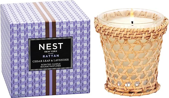 NEST New York Cedar Leaf & Lavender Decorative Rattan Scented Classic Candle, 8 Ounces | Amazon (US)