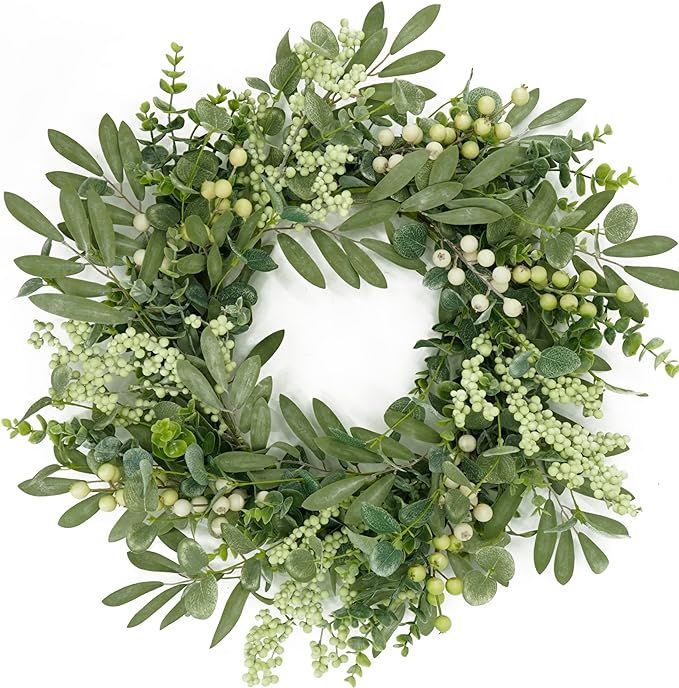 Green Eucalyptus Wreaths for front door Spring Summer Wreath with eucalyptus leaves,olives leaves... | Amazon (US)