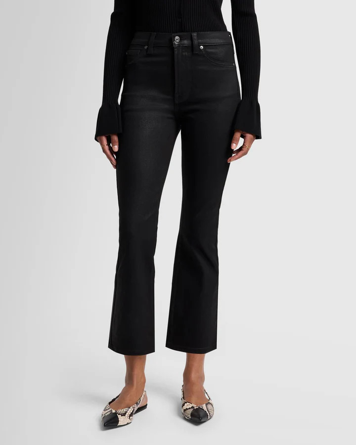 High Waist Slim Kick in Coated Black | 7 For All Mankind