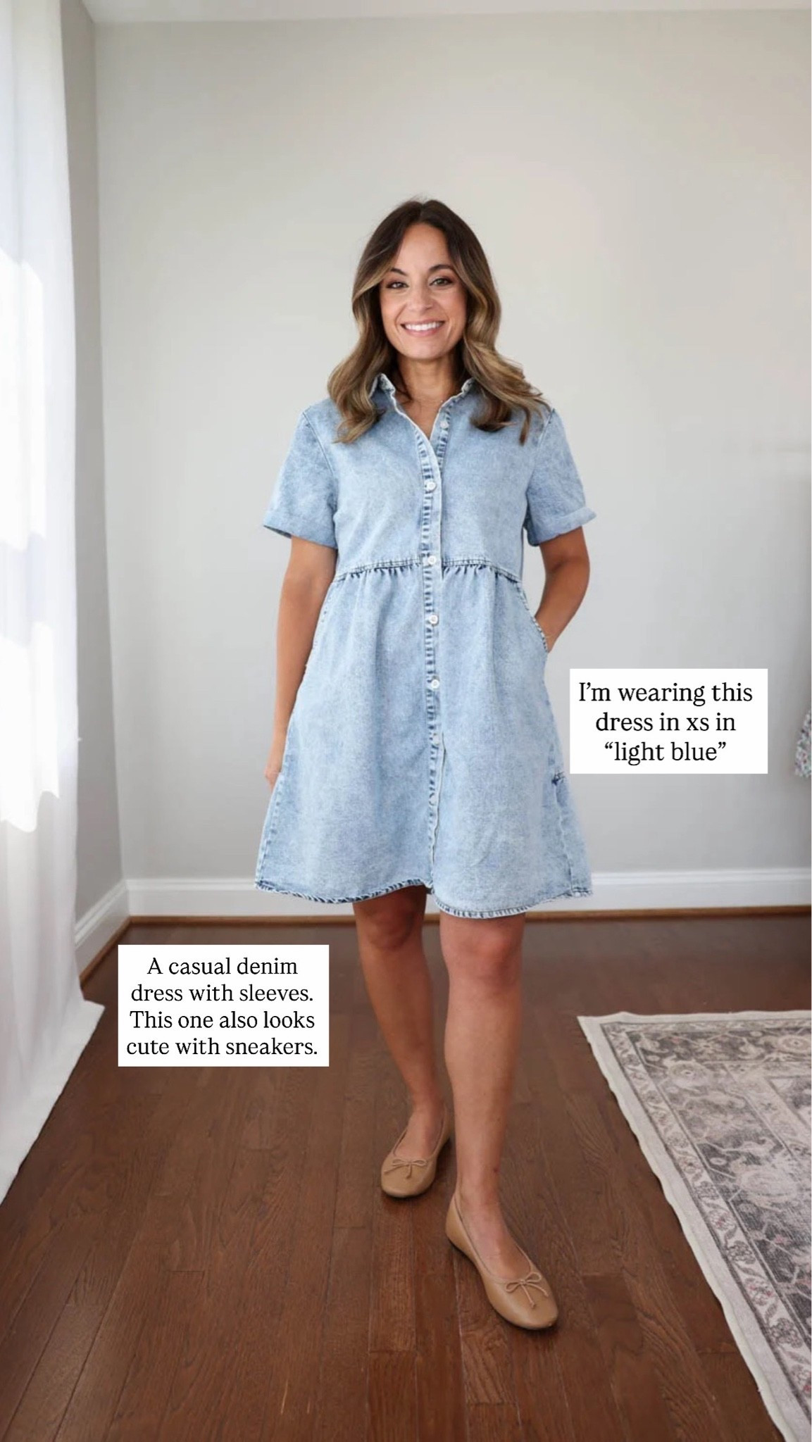 I find when it comes to a dress everyone is looking for something a little different. Here are a few petite-friendly options for the most common requests I receive. 

Denim dress (Amazon): xs 

My measurements for comparison 32”, 24”, 36”. 25” ankle inseam, 28” full length inseam.

#LTKPetite