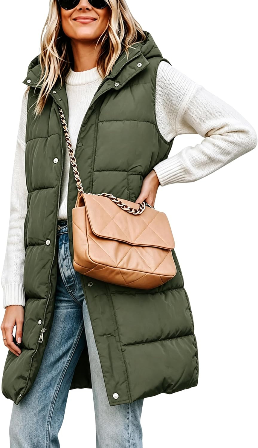 Tanming Women's Long Puffer Vest with Removable Hood | Amazon (US)